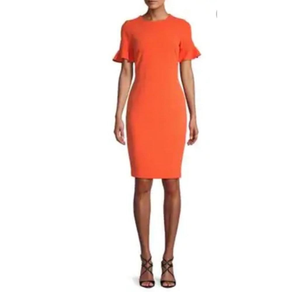 🆕️⬇️Calvin Klein Orange Flutter Sleeve Sheath Dress